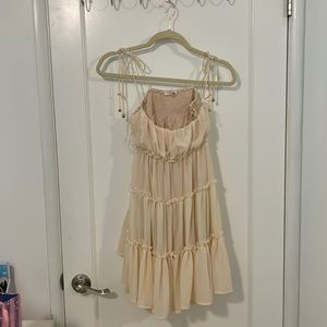 Blush Cream Ruffle Layered Mini Dress Size Medium